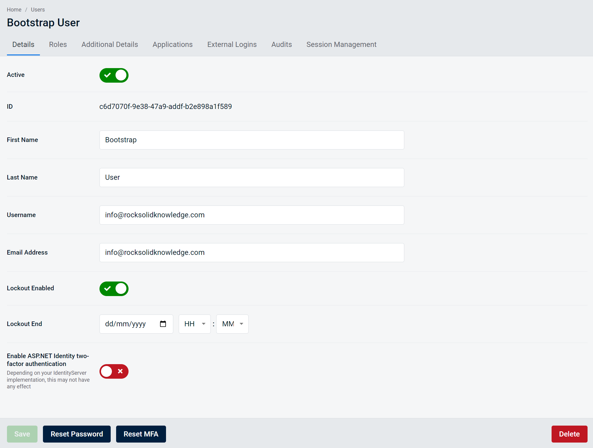 Editing Users | AdminUI Documentation